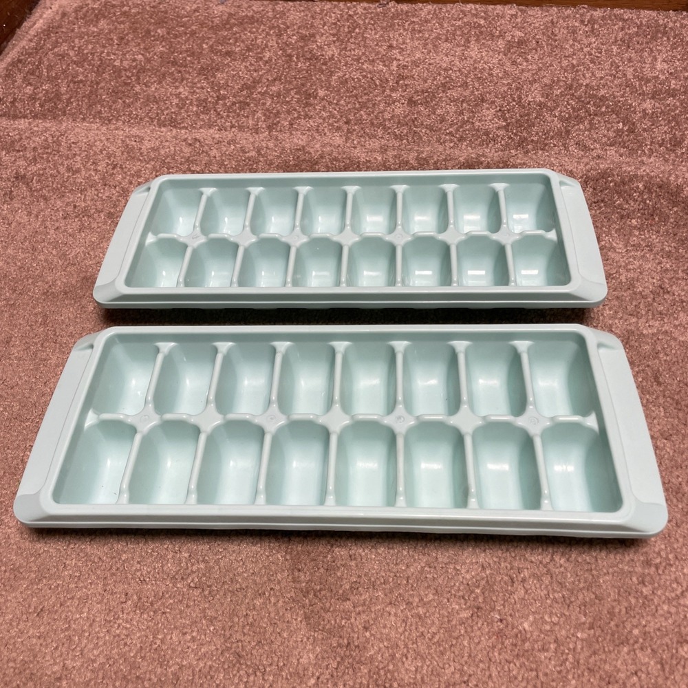Vintage Teal Rubbermaid Stackable‎ Ice Cube Trays Set 2 #2867 Made In USA